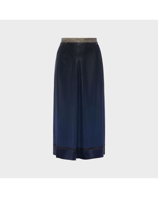 Maison Margiela Blue Foil-Treated Midi Skirt