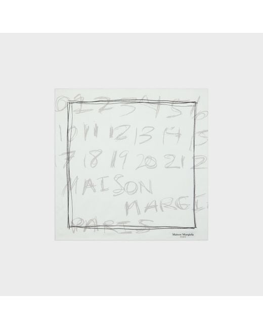 Maison Margiela Blue Scribbled Numerical Silk Foulard
