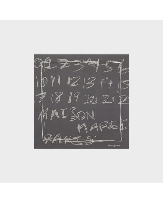 Maison Margiela Gray Scribbled Numerical Silk Foulard