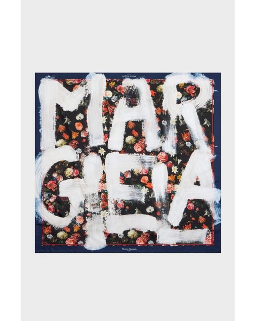Maison Margiela Black Printed Silk Scarf