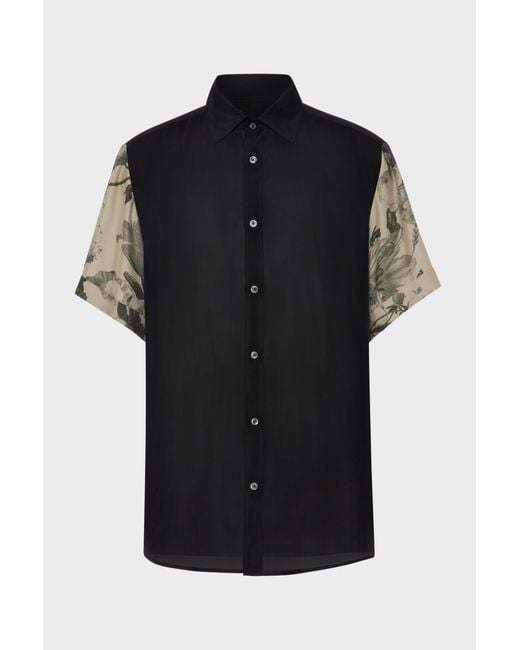 Maison Margiela Black Floral Sleeve Silk Shirt for men