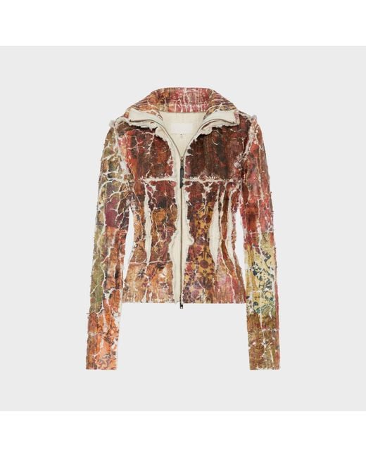 Maison Margiela Brown Fragmented Floral Zip-Up Jacket