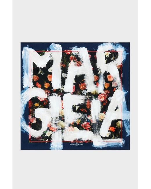 Maison Margiela Blue Printed Silk Foulard