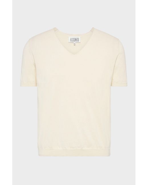 Maison Margiela Natural Cotton V-Neck Top for men