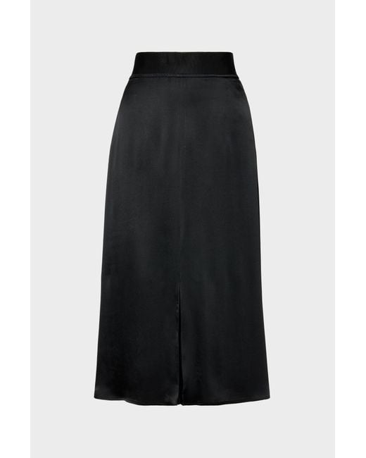 Maison Margiela Black Washed Silk Satin Midi Skirt