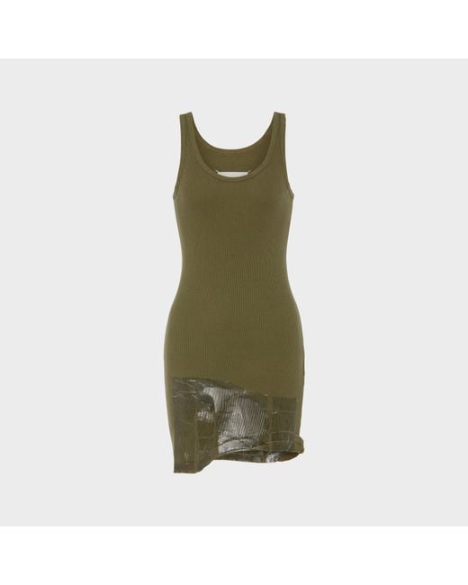 Maison Margiela Green Taped Rib Mini Dress