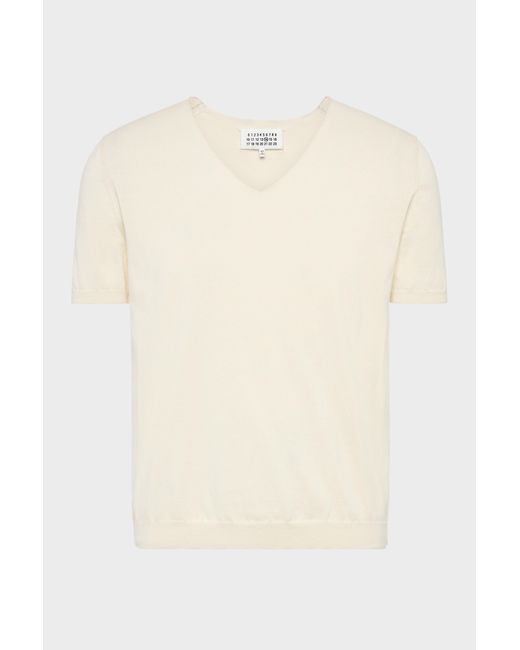 Maison Margiela Natural Cotton V-Neck Top for men