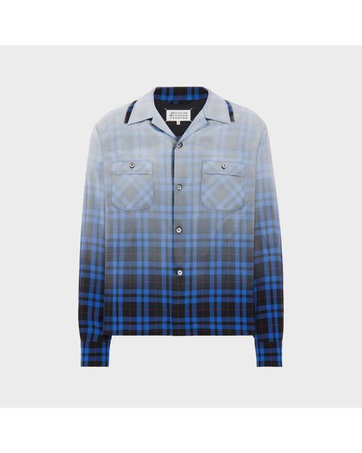 Maison Margiela Blue Gradient Check Shirt for men