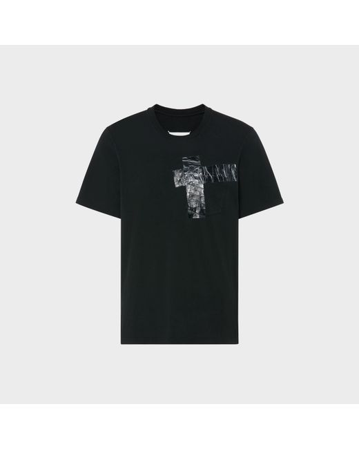 Maison Margiela Black Taped Cotton Jersey T-Shirt for men