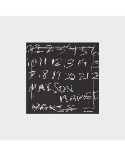 Maison Margiela Black Scribbled Numerical Silk Foulard