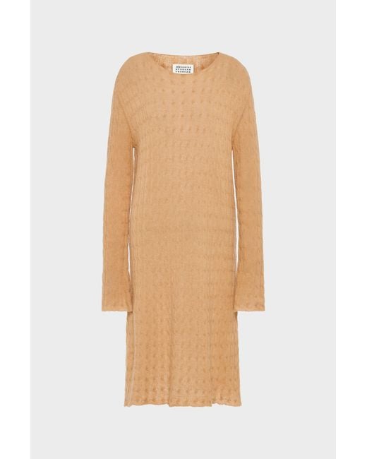 Maison Margiela Natural Wool Cashmere Knit Midi Dress