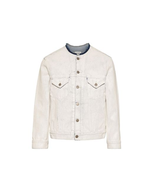 Maison Margiela White Collarless Denim Jacket for men