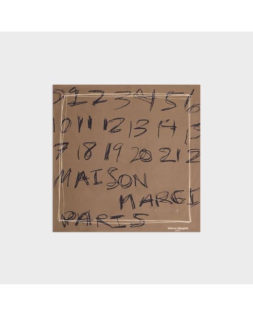 Maison Margiela Natural Scribbled Numerical Silk Foulard
