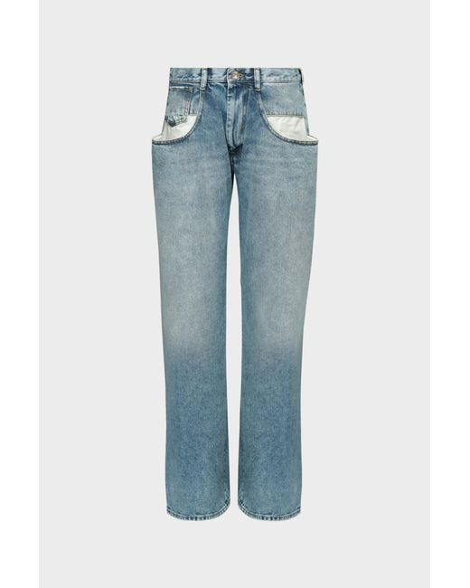 Maison Margiela Blue Straight Jeans With Contrasted Pockets