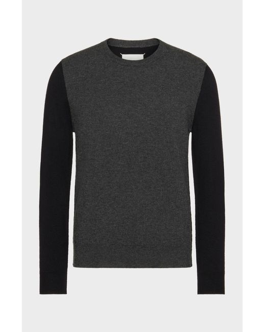 Maison Margiela Black Two-Tone Wool Crewneck for men