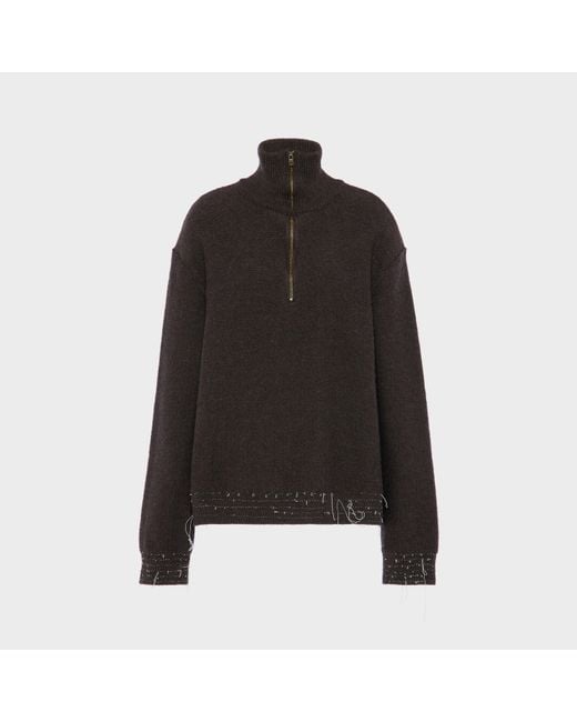Maison Margiela Black Wool Quarter-Zip Sweater
