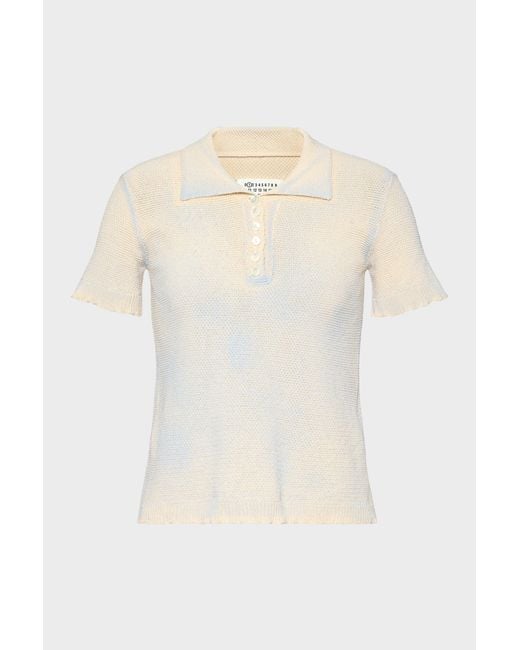 Maison Margiela White Stamped Cotton Knit Polo