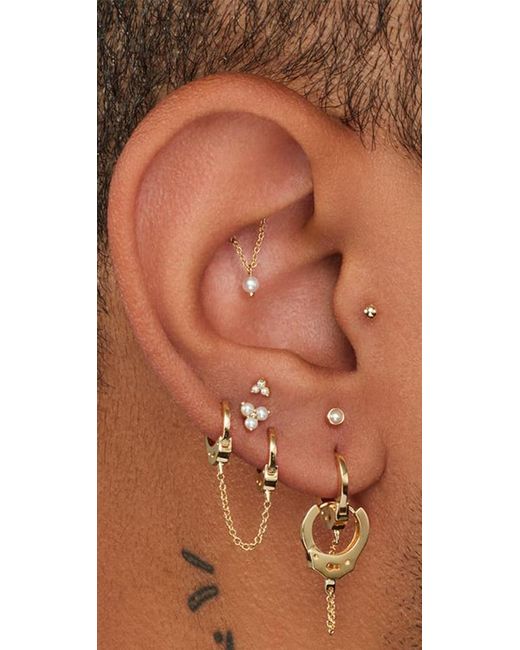 Maria Tash Pearl Trinity Stud Earring in White | Lyst