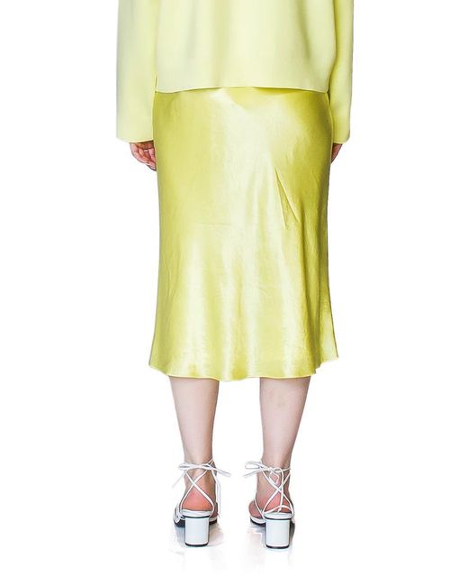 Vince Satin Slip Skirt in Yellow | Lyst UK