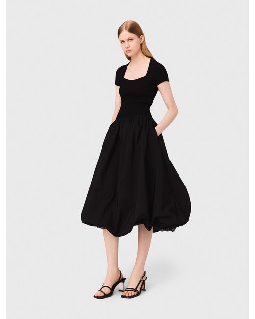 Maje Black Long Mesh And Taffeta Dress