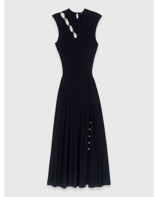 Maje White Cutaway Rib Knit Maxi Dress