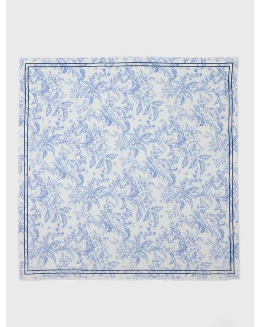 Maje Blue Floral Print Wool Blend Shawl