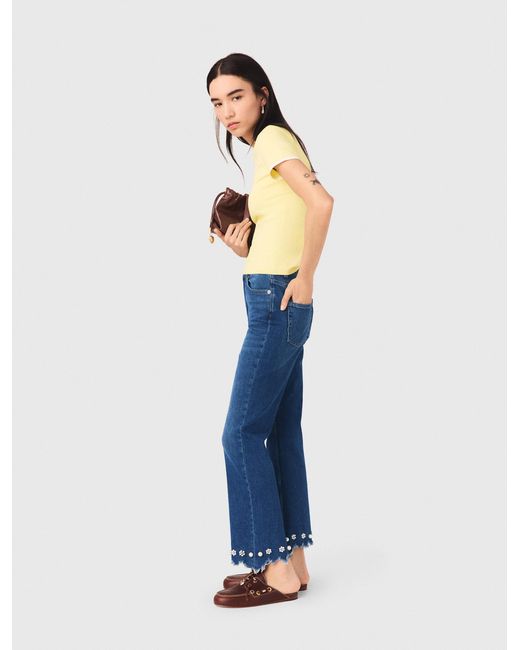 Maje Blue Beaded Bootcut Jeans