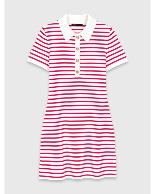 Maje Pink Striped Polo Dress