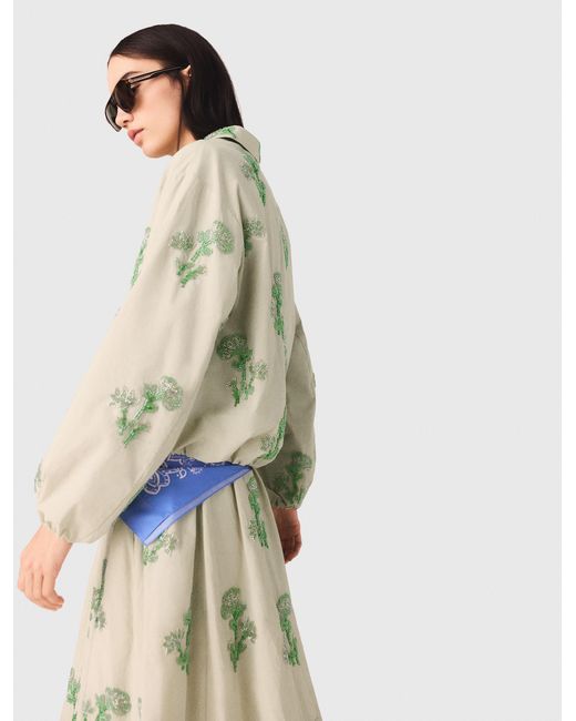 Maje White Embroidered Technical Bomber Jacket