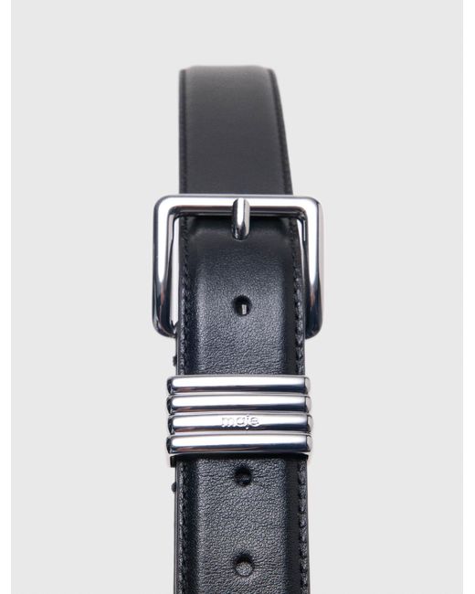 Maje Black Smooth Leather Belt