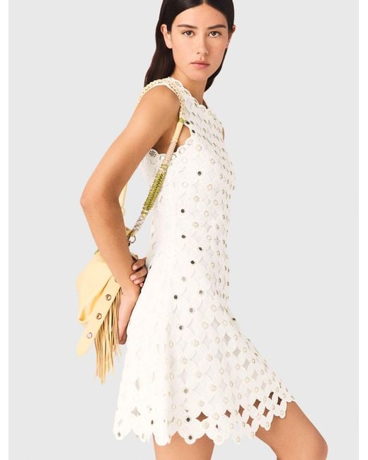 Maje White Mirrored Crochet Dress