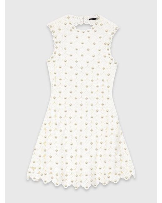Maje White Mirrored Crochet Dress