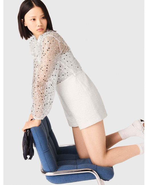 Maje White Tweed Playsuit