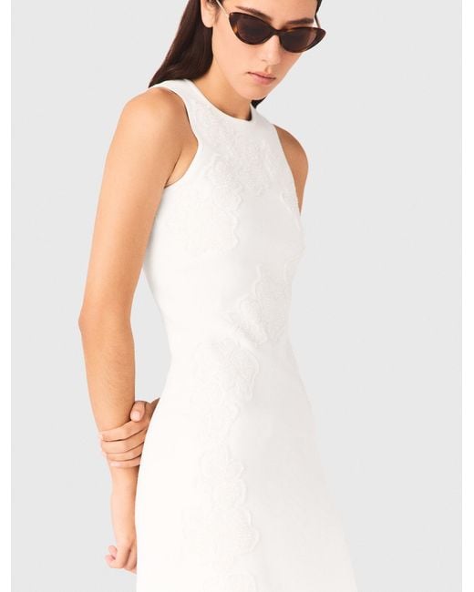 Maje White Beaded Embroidered Floral Dress