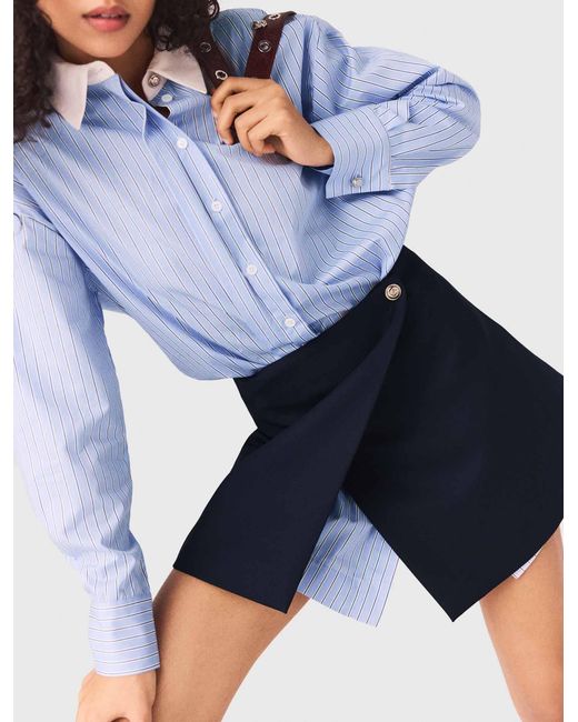 Maje Blue 2-In-1 Shirt Dress