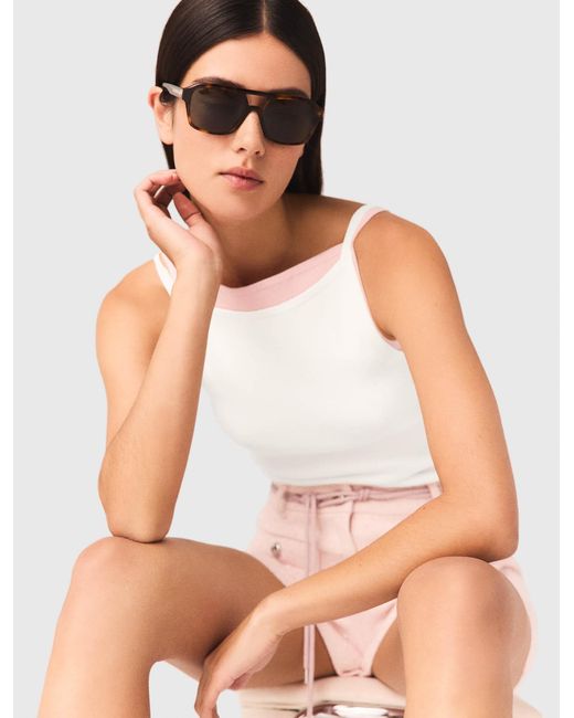 Maje White High Straight-Neck Top
