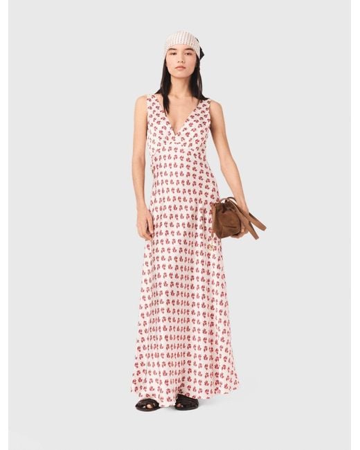 Maje Pink Patterned Silk Dress