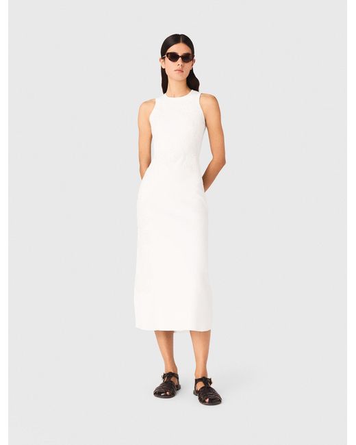 Maje White Beaded Embroidered Floral Dress