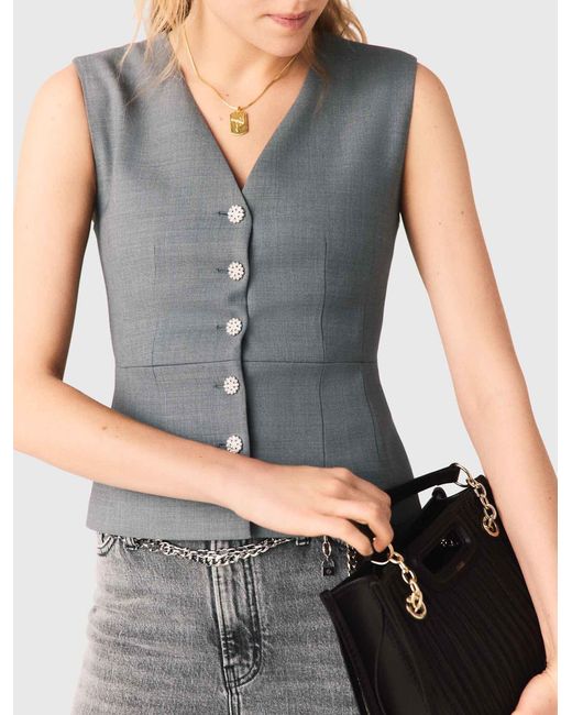 Maje White Jewel-Button Tailored Jacket