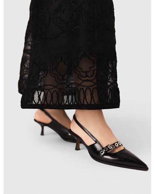 Maje White Leather Pumps With Eyelet Strap