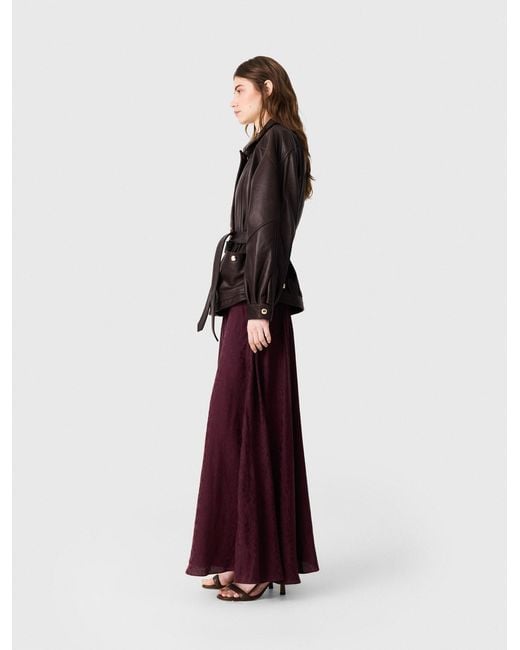 Maje Brown Oversize-Button Leather Jacket