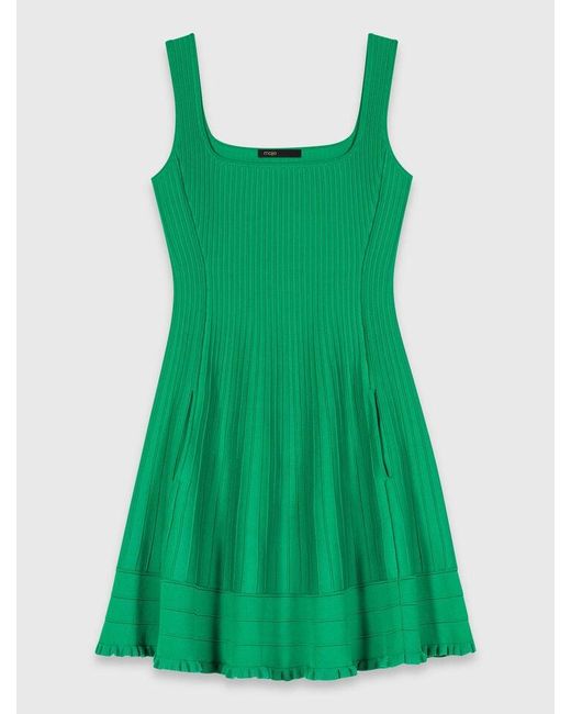 Maje Green Knit Skater Dress