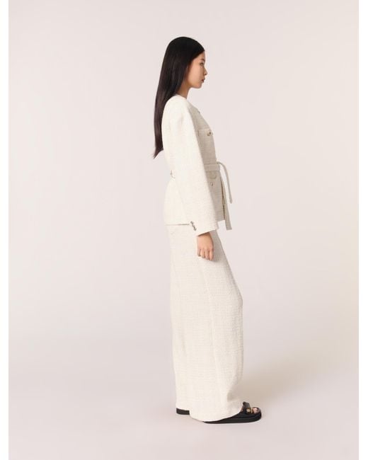 Maje Natural Belted Tweed Jacket