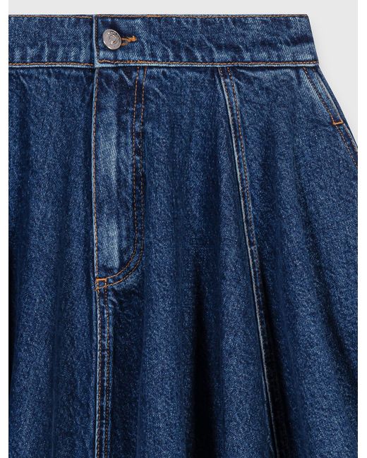 Maje Blue Short Flared Denim Skirt