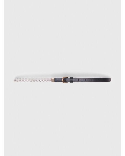 Maje Black Mixed Bead And Leather Belt