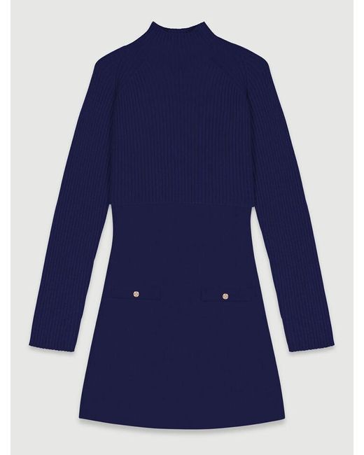 Maje Blue Knit 2-In-1 Short Dress