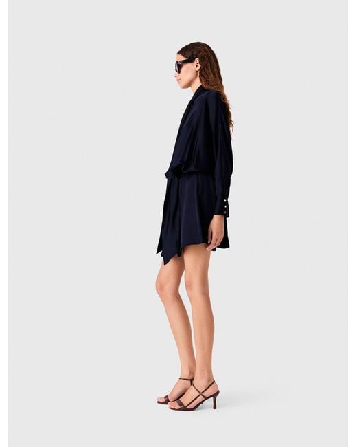 Maje Black Short Draped Satin Dress