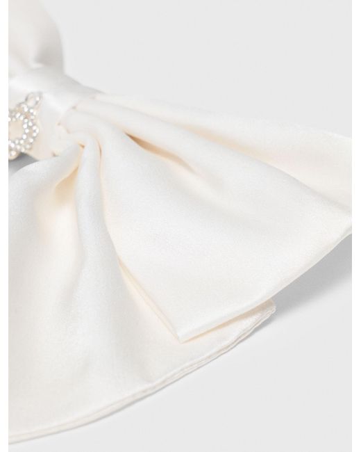 Maje White Satin-Effect Bow Barrette