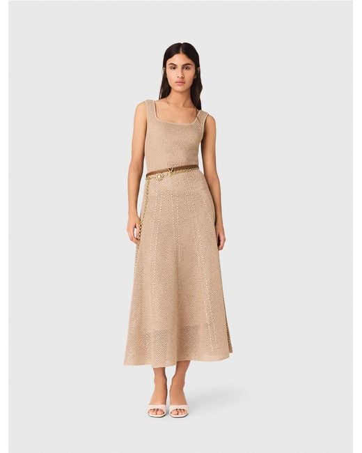 Maje Natural Rhinestone Knit Maxi Dress