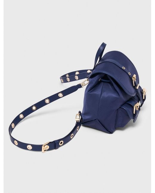 Maje Blue Mini Leather And Nylon Backpack
